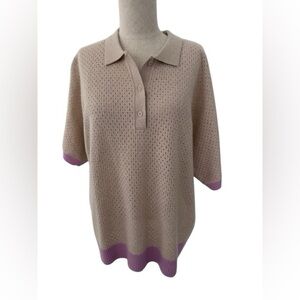 Stitch & Needle Cashmere Short Sleeve Open-Weave Sweater